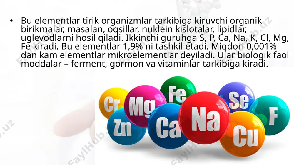 tirik organizmlarning kimyoviy tarkibi va uning doimiyligi. 10 - sinf - Page 4