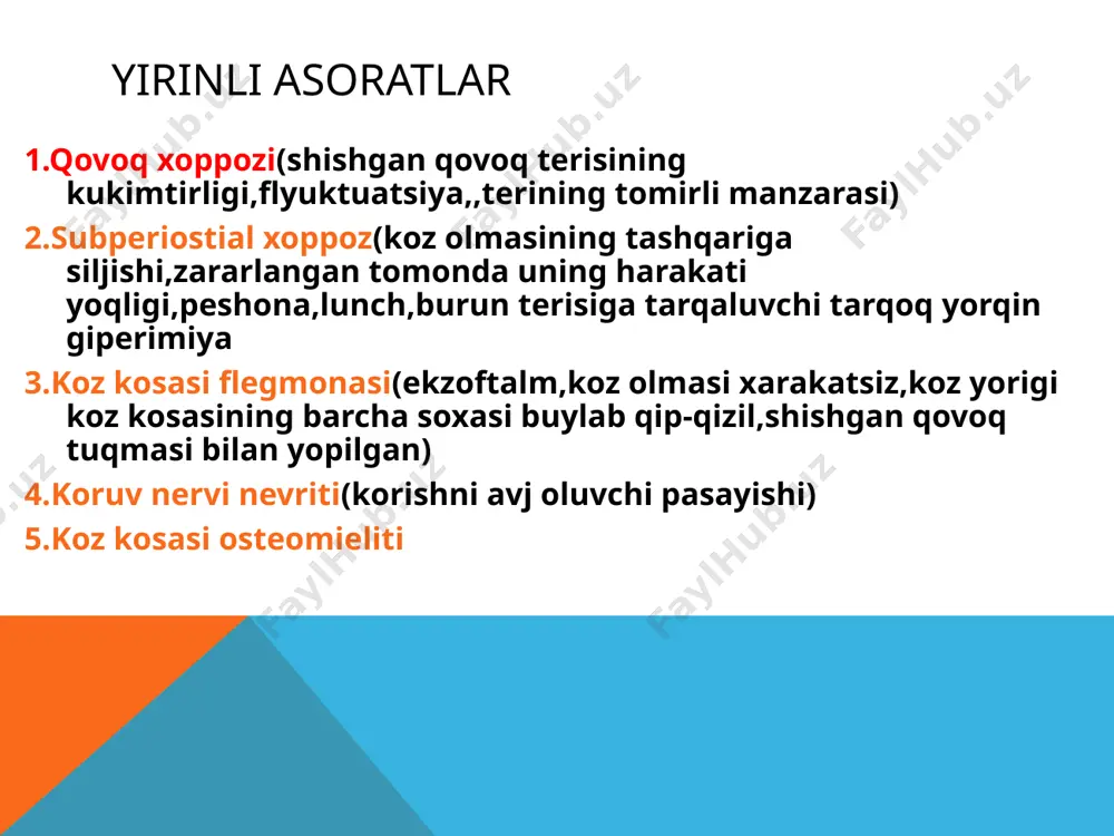 rinogen ko'z kosasi (orbital) va kalla ichi asoratları - Page 5