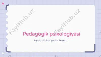 pedagogik psixologiyasi — PPTX