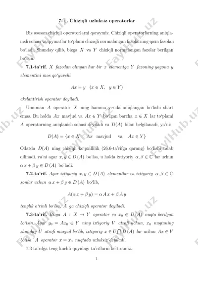 chiziqli uzluksiz operatorlar — PDF
