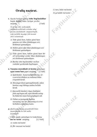 oraliq nazorat — DOCX
