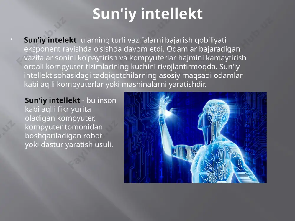 hka va shaxmat bo'lgan . ba'zi romantik dasturchilar hatto o'z mashinalariga sevgi maktublarini yozishga majbur qilishgan. biroq, hozirgi vaqtda ilmiy va texnik qidiruvlar birinchi ishqibozlar tasavvur qilganidan ko'ra nomutanosibroq jiddiyroq qiyinchiliklarga duch kelgani aniqlandi . dastlabki kunlarda ko'plab ai kashshoflari o'nlab yil ichida mashinalar eng yuqori insoniy iste'dodlarga ega bo'lishiga ishonishgan. ko'pchilik endi keng tarqalgan ishlanmalar, shu jumladan takomillashtirilgan dasturlash tizimlari, matn muharrirlari va tasvirni aniqlash dasturlari, asosan ai ustida ishlashda eng kam e'tiborga olinadi. qisqasi, nazariyalar, yangi ai g'oyalari va ishlanmalari doimo harakat qilayotganlarning e'tiborini tortadi kompyuterlarning ko'lami va imkoniyatlarini kengaytirish kibernetik yondashuv aqlli xatti-harakatlarga qodir bo'lgan mashinalarni yaratishga bo'lgan sa'y-harakatlar asosan amerika intellektual tarixidagi taniqli shaxslardan biri bo'lgan mit professori norbert vinerning g'oyalaridan ilhomlangan . matematikadan tashqari, u boshqa sohalar, jumladan, neyropsixologiya , tibbiyot, fizika va elektronika bo'yicha ham keng bilimga ega edi . in wiener keyinchalik qayta aloqa printsipiga asoslangan nazariyani ishlab chiqdi ham mashina, ham inson …