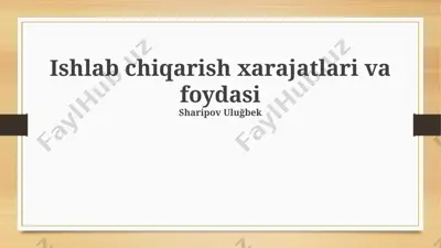 ishlab chiqarish xarajatlari va foydasi — PPTX