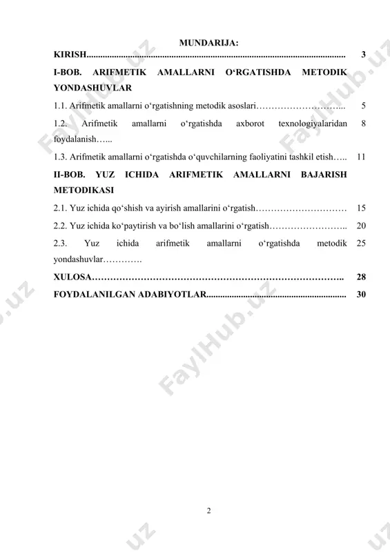rishga katta imkoniyatlar yaratmoqda. xususan, yuz ichida arifmetik amallarni o‘rgatishda interaktiv ta’lim vositalari, kompyuter dasturlari va o‘yin usullari keng qo‘llanilmoqda. bu metodlar o‘quvchilarning e’tiborini jalb qilgan holda, matematik kontseptlarni yanada oson tushunishga yordam beradi va o‘rganishni qiziqarli qiladi. shuningdek, ushbu metodlar o‘quvchilarning mustaqil fikrlashini rivojlantirish, amaliy ko‘nikmalarni shakllantirish hamda o‘z bilimlarini turli vaziyatlarda qo‘llash imkoniyatlarini yaratadi. yuz ichida arifmetik amallarni bajarish metodlaridan samarali foydalanish ta’lim jarayonini yanada sifatli, samarali va natijali qiladi. ushbu metodlarning mohiyati shundaki, ular o‘quvchilarga arifmetik amallarni faqatgina eslab qolish emas, balki ularni mantiqiy tahlil qilish va amaliyotda to‘g‘ri qo‘llash imkonini beradi. shuning uchun ham, metodik yondashuvlarni o‘rganish va takomillashtirish hozirgi kunda dolzarb masalalardan biridir. bugungi kunda yuz ichida arifmetik amallarni o‘rgatishda uchraydigan qiyinchiliklardan biri o‘quvchilarning matematikaga nisbatan qiziqishi pastligi va ba’zan mavzuni to‘liq anglab yetmasligidir. shu bois, metodlarni to‘g‘ri tanlash va ularni o‘quvchilarning yosh xususiyatlari, qobiliyatlari va ehtiyojlariga moslashtirish juda muhimdir. samarali metodik yondashuvlar yordamida murakkab …