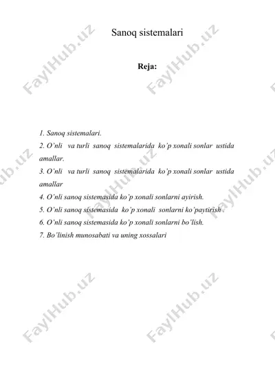 sanoq sistemalari — DOC