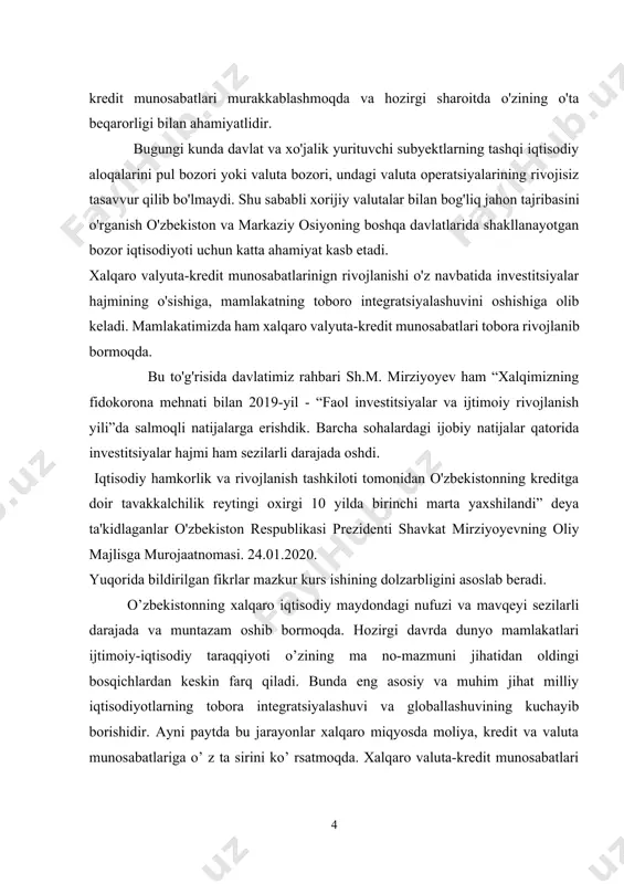 shi.xalqaro valyutava kredit munosabatlari. 1.1. jahon bozorining tashkil topishi, bosqichlari va asosiy belgilari. xalqaro valyuta va kredit munisabatlari bu holatlar jahon xo’jaligi aloqalari va milliy xo’jaliklarning iqtisodiy rivojlanish muammolarini alohida tahlil qilishni taqozo etadi. shunga ko’ra ushbu bobda jahon xo’jaligining tarkib topishi, bunda ishlab chiqarishning baynalminallashuvi va globallashuv jarayonlarining o’rni, xalqaro iqtisodiy munosabatlarning shakllari, jahon infratuzilmasining rivojlanishi, jahon xo’jaligi aloqalarini xalqaro tartibga solish masalalari bayon etiladi. hozirgi davrda jahon iqtisodiy rivojlanishining eng muhim o’ziga xos xususiyatlaridan biri – turli mamlakatlar va xo’jalik mintaqalari o’rtasidagi o’zaro bog’liqlikning o’sib borishi hisoblanadi. jahon xo’jaligi uzoq davrlar mobaynida shakllanib va rivojlanib keldi. ye.f.borisov jahon xo’jaligi shakllanishining to’rtta bosqichini ajratib ko’rsatadi: birinchi bosqich ishlab chiqarishning sanoatlashuvidan oldingi davrda vujudga kelib, dastlab o’sha davrdagi kishilar jamoalari yoki qabilalari o’rtasida paydo bo’lgan savdo ayirboshlashuvi keyinchalik tovar ishlab chiqarishning rivojlanishi bilan turli mamlakatlar o’rtasidagi doimiy tovar almashuvi – xalqaro savdoning paydo bo’lishi va rivojlanishiga olib keldi. ikkinchi bosqich …