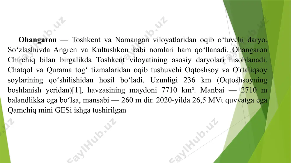 chirchiq va ohangarondaryolari ning gidrografik ta'rifi - Page 5