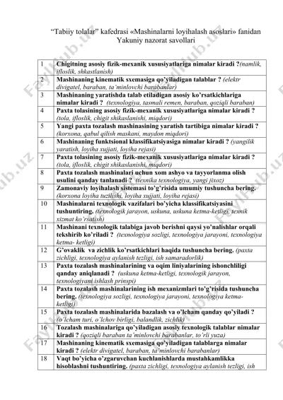 mashinalarni loyihalash asoslari — DOC