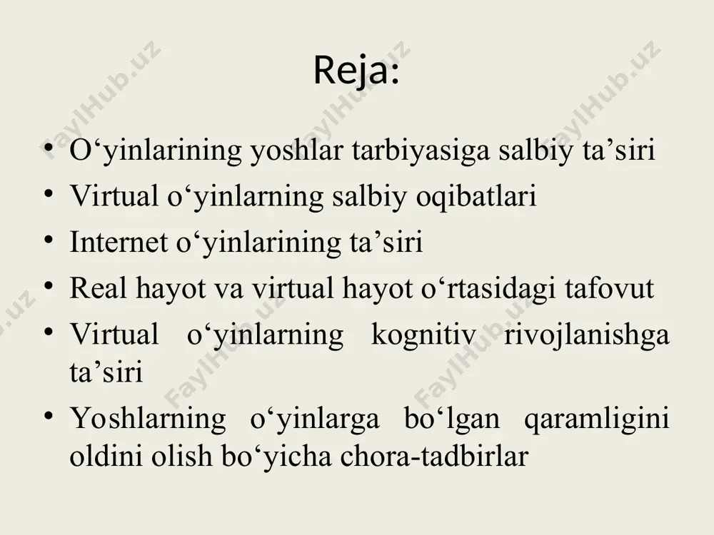 dan o‘zini to‘xtata olmay qolishi. «bo‘ldi, o‘yinni tashladim», – deydi, biroq oldin birga o‘ynagan sheriklarini ko‘rsa, o‘yin haqida gap ochilsa, o‘yingohning yonidan o‘tayotganda qaroridan tez aynib qoladi; ota-onasidan o‘yinga pul olish uchun yolg‘on gapirishi, o‘g‘irlik qilishi; oila a’zolaridan, shifokorlardan va boshqalardan o‘zining o‘ta o‘yinparastligini yashirib, yolg‘on gapirishi kabilar o‘smirning o‘yinparastligidan dalolat beradi». ta’qiqlangan narsaga nisbatan bolada qiziqishning kuchayishi tabiiy. turli xil kompyuter o‘yini, ya’ni «aksion», «strategiya» yoki «shuter» kabi bir qator o‘yinlarning qay biri bo‘lishidan qat’iy nazar bolani jazavaga tushish, tajovuzkorlik, ruhiy buzilishlardan asrash uchun internetdan to‘g‘ri foydalanishni o‘rgatish muhim. boshqacha aytganda, internet global tarmog‘i insoniyat hayotiga qandaydir o‘yinlarni o‘ynab huzurlanish uchun emas, balki ilm-fan taraqqiyotiga xizmat qiladigan ilmiy ma’lumot va axborotlarni olish imkonini yaratish maqsadida kirib kelgan. o‘yinlarining yoshlar tarbiyasiga salbiy ta’siri internet o‘yinlarining ta’siri juda ko‘p o‘yinlar odamlarni, hayvonlarni shafqat- sizlarcha o‘ldirish, qon to‘kish sahnalari asosiga qurilgan. bunday ayanchli lavhalar nafaqat yoshlarning, hatto yoshi kattalarning ongiga ham juda …