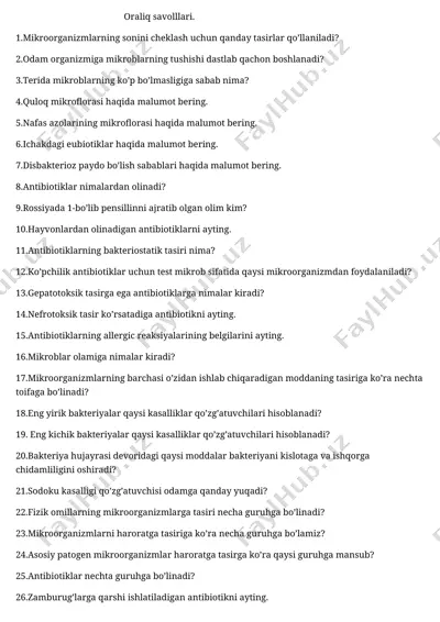 mikroorganizmlar va kasalliklar — DOCX