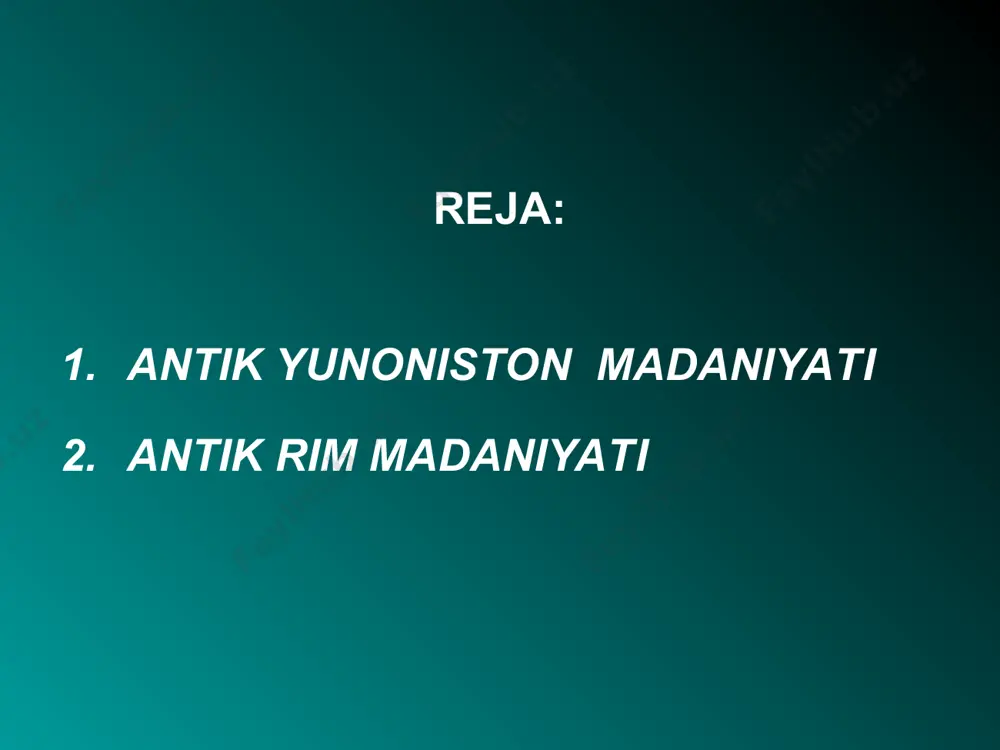 i paseydon - > daxshatli dengiz hudosi aid -yer osti hudosi appalon - yorug’lik va san’at mabudi afradit - sevgi va go’zallikmabudasi zevs yunonlarning eng muqaddas bosh hudosi hisoblangan. uni odamlar jingalak sochli sersoqol, qudratli qo’lida chaqmoq ushlagan basavlat kishi sifatida tasavur etishgan. olimpiada o`yinlari. solnomachilarning bergan ma'lumotlariga ko'ra olimpiya musobaqalari birinchi bor miloddan avvalgi 776-yilda boshlangan ekan miloddan avvalgi 394 –yilda ustma – ust sodir bo`lgan zilzila oqibatida olimpiya vayron bo`lib ketgani sababli qadimgi olimpiada o`yinlari ham o`tkazilmasdan qoldi 1896 –yilda olimpiada o`yinlari qayta tiklandi. yunonistonda teatr va haykaltaroshlik miloddan awalgi v-iv asrlarda afina va yunon istonning boshqa shaharlarida hozirgi sirklarimizga o'xshash tepasi ochiq teatr binolari qurilgan teatr tepa yonbag'riga qurilib, unga tosh va taxtadan o'rindiqlar qo'yilgan. pastda esa tomosha ko'rsatadigan sahna va doira shakldagi maydon bo'lgan. sunday teatrlarga 20 - 25 ming tomoshabin sig'ib, tomoshalar ko'rganlar yunon teatri shu tariqa vujudga kelgan. tragediya dramatik asarning bir turi hisoblanadi. …