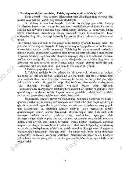 talab qonuni — DOCX