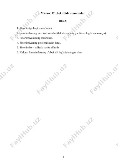 o‘zbek tilida sinonimlar — DOCX
