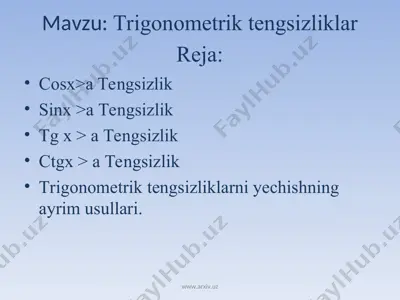 trigonometrik tengsizliklar — PPT