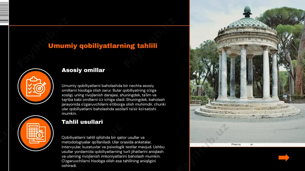 ishga yordam beradi, innovatsiyalarni amalga oshirishda muhim ahamiyatga ega. maxsus qobiliyatlar turli sohalarda o'z ifodasini topadi: - musiqa: ijrochilikda yoki kompozitsiyada yuqori darajadagi mahorat. - sport: professional sportchilarni tayyorlashda zarur bo'lgan qobiliyatlar. - san'at: rasm, haykaltaroshlik va boshqa san'at turlaridagi ijodiy qobiliyatlar. - fan va texnologiya: yangi texnologiyalarni yaratishda zarur bo'lgan qobiliyatlar. maxsus qobiliyatlarni rivojlantirish jarayoni doimiy o'rganish va amaliyotni o'z ichiga oladi. bu jarayonda shaxs o'z imkoniyatlarini kengaytiradi va yangi qobiliyatlarni egallaydi. photo by matthew tenbruggencate on unsplash maxsus qobiliyatlar rivojlanishi rivojlanish jarayoni maxsus qobiliyatlar rivojlanishi jarayoni 4 asosiy bosqichdan iborat: birinchi bosqichda qobiliyatning paydo bo'lishi, ikkinchi bosqichda qobiliyatning rivojlanishi, uchinchi bosqichda qobiliyatni shakllantirish va to'rtinchi bosqichda esa yuqori darajaga yetishdir. har bir bosqichda qobiliyatni rivojlantirish uchun zaruriy shart-sharoitlar yaratiladi va individual tajribalar yordamida qobiliyatlar o'sadi. ta'sir etuvchi omillar maxsus qobiliyatlarning rivojlanishiga ta'sir etuvchi omillar shaxsiy motivatsiya, atrof-muhit va ta'lim jarayonidir. masalan, kuchli motivatsiya qobiliyatlarni rivojlantirishda muhim rol o'ynasa, …
