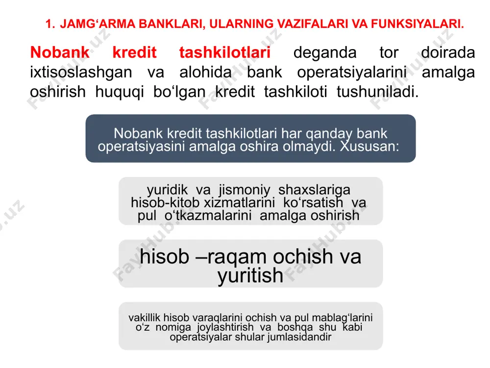 okredit tashkiloti tomonidan ayrim moliyaviy operatsiyalar o‘tkazishni uch oygacha bo‘lgan muddatga cheklaydi; – mikrokredit tashkiloti litsenziyasining amal qilishini to‘xtatib turadi yoki tugatadi. mikrolizing lizing — bu kreditning pulsiz shakli boʻlib, odatda ishlab chiqarish vositalari va boshqa moddiy boyliklarni keyinchalik foydalanuvchilar tomonidan muntazam ravishda haq toʻlab borib, sotib olish sharti bilan uzoq muddatli ijaraga berish. lizing kompaniyalari bahosi yuqori va muddatli foydalaniladigan tovarlarni to‘la qiymatda sotib olib ularni lizingga beradi: operativ lizing. moliyaviy lizing; moliyaviy lizing — muayyan muddatga ijaraga beruvchining kapital harajatlarini toʻliq qoplashga yetarli toʻlovlardan iborat boʻlib, mulk egasiga bir miqdor foyda ham beradi. operativ lizing — ijara davrida ijaraga olingan mulk qisman amortizatsiyalanadi. kredit – ijara (lizing) murakkab savdo – moliya – kredit operatsiyalarining bir shakli hisoblanadi. kredit – ijaraning asosiy xususiyatlari sifatida lizing muddati davomida ijaraga berilgan vositalarga nisbatan egalik huquqini saqlab qolishdir. kredit – ijara (lizing) operatsiyasida odatda uch tomon ishtirok etadi: ishlab chiqaruvchi (tovar sotuvchi), …