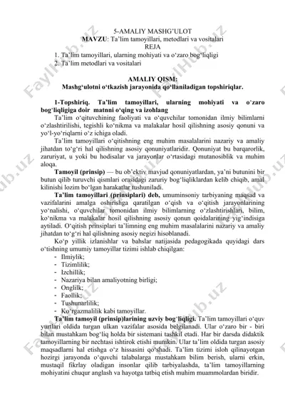 ta'lim tamoyillari, metodlari va vositalari — DOC