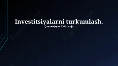 investitsiyalarni turkumlash — PPTX