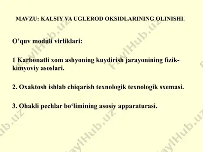 kalsiy va uglerod oksidlarining olinishi — PPTX