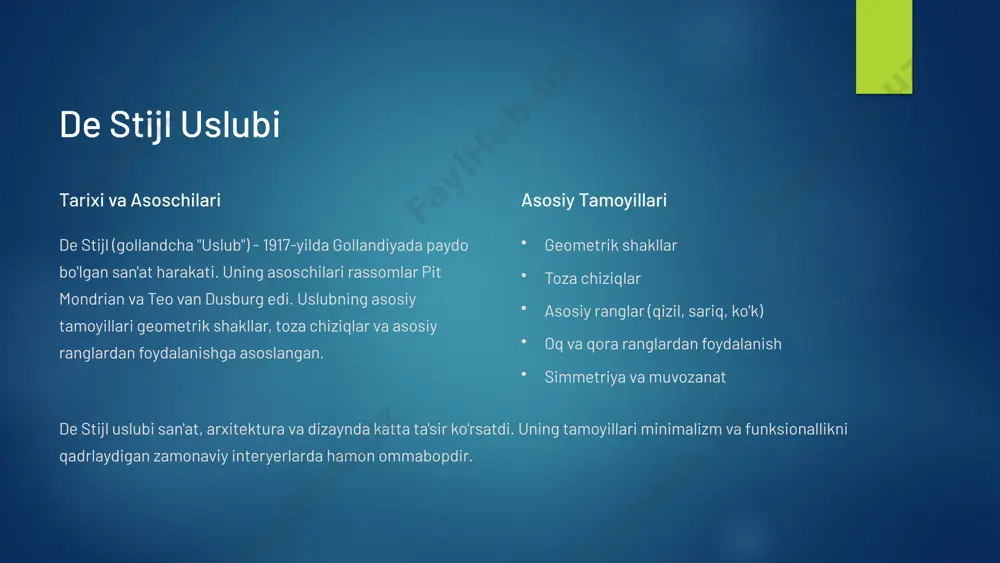 maksimal darajada foydalanish. 3 yumshoq shakllar keskin burchaklardan qochish va yumshoq, organik shakllardan foydalanish. 4 organik dizayn uslubi mehmonxona interyerida tinch va sokin muhit yaratishga yordam beradi. u tabiatga yaqinlikni qadrlaydigan mijozlar uchun idealdir. bali orolidagi "bambu indah" mehmonxonasi ushbu uslubning ajoyib namunasidir. 5 pop-art uslubi yorqin ranglar g'ayrioddiy va jozibali ranglardan foydalanish. g'ayrioddiy shakllar kutilmagan va original shakllardan foydalanish. ommabop madaniyat ommabop madaniyat elementlaridan foydalanish (komikslar, filmlar, reklama). pop-art uslubi yorqin ranglar, g'ayrioddiy shakllar va ommabop madaniyat elementlaridan foydalanishga asoslangan. u qiziqarli va dinamik muhit yaratishga yordam beradi. endi warhol rasmlari va roy lixtenshteyn komikslari ushbu uslubning ajoyib namunalaridir. 6 pop-art uslubining mehmonxona interyerida qo'llanilishi 1 neon yoritgichlar yorqin va rang-barang yoritgichlardan foydalanish. 2 grafik tasvirlar komikslar, filmlar va reklamalardan ilhomlangan tasvirlardan foydalanish. 3 original mebellar g'ayrioddiy shakllarga ega bo'lgan mebellardan foydalanish. pop-art uslubi mehmonxona interyerida o'ziga xoslik va ijodkorlikni yaratishga yordam beradi. u yorqin va dinamik muhitni qadrlaydigan …