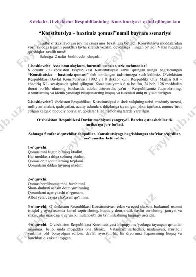 konstitutsiya – baxtimiz qomusi bayram tadbiri — DOCX