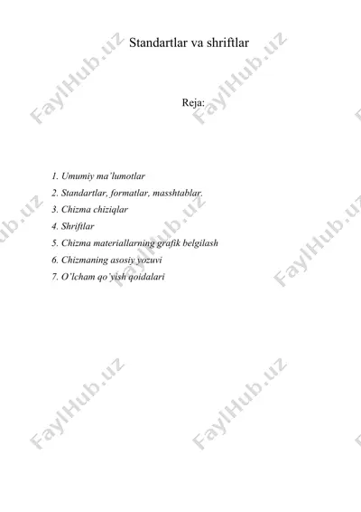 standartlar va shriftlar — DOC