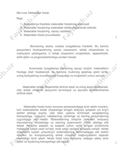 materiallar hisobi — DOCX