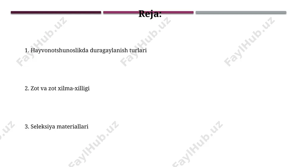 arining kelib chiqishi va nasl-nasab ma'lumotlari, ularning sog'lomligi va unumdorligi to'g'risidagi hujjatlar, tanlov jarayonida muhim ahamiyatga ega bo'lib, genetik xususiyatlarni prognoz qilish imkonini beradi. kelajakdagi istiqbollar hayvonotshunoslikda genom tahriri texnologiyalarining qoʻllanilishi orqali 10-15% gacha samaradorlikni oshirish va yangi, yuqori mahsuldor zotlarni yaratish mumkin. sunʼiy urugʻlantirish va embrion transferi texnologiyalari yordamida 30% ga yaqin genetik sifatli naslchilik materialini koʻpaytirish va tarqatish imkoniyati mavjud. o'zaro duragaylashtirish ushbu usul natijasida heterozis hodisasi kuchayib, naslning immuniteti va kasallikka chidamliligi 15-20% ga yaxshilanadi. oʻzaro duragaylashtirish yaqin turdagi zotlarni, masalan, 2-3 ta genetik jihatdan oʻxshash zotlarni kesishish orqali 30% gacha hosildorlikni oshirishga imkon beradi. gibridizatsiya usullari interspesifik gibridizatsiya natijasida olingan gibridlar ko'pincha bepusht bo'ladi, ammo ba'zi hollarda, masalan, qo'ylarning turli turlarini chatishtirishda, unumdor avlodlar hosil bo'lishi mumkin. gibridizatsiya jarayonida 2-3 ta turli zotli hayvonlarni chatishtirish orqali yangi, genetik jihatdan boy va yuqori mahsuldor nasllarni yaratish mumkin, bu seleksiya ishlarining samaradorligini 20-30% ga oshiradi. hayvonotshunoslikda duragaylashtirish turlari …