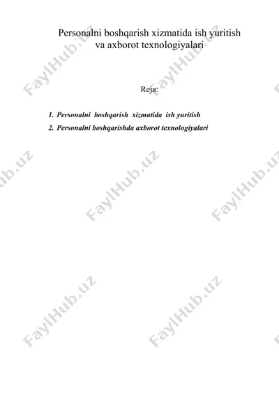 personalni boshqarish xizmatida ish yuritish — DOC