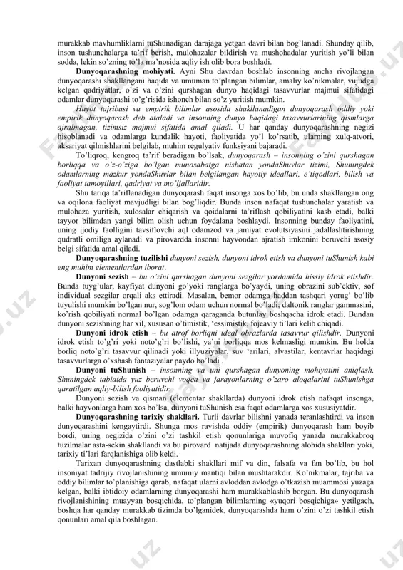 a shakllanishining asosiy bosqichlari. falsafa haqida gapirish – inson dunyoqarashi, uning oqilona fikrlash qobiliyati haqida, binobarin, uning mohiyati va yerda paydo bo’lish tarixi haqida ga’irish demakdir. bu yerda biz hali kam o’rganilgan murakkab muammolarga duch kelamiz, zero insonning kelib chiqishi odamlar doim javobini to’ishga harakat qilgan buyuk jumboqlardan biri hisoblanadi. ammo bilimning bu sohasida yechilmagan muammolar bugungi kunda ham bisyor. xususan, inson nima uchun, qaerdan, qaysi sabablarga ko’ra paydo bo’lgan, degan savolga aniq, umumiy e’tirof etilgan javob hanuzgacha mavjud emas. xuddi shuningdek, aql faqat insonga xosmi yoki uning inson borlig’ida mavjudligi ob’ektiv borliqning bir parchasi, ayrim hodisasimi?, degan savol ham hali o’z javobini to’ganicha yo’q. binobarin, insoniyat tarixi haqidagi hozirgi ilmiy tasavvurlar nuqtayi nazaridan ayrim masalalar mavjud bo’lib, ular xususida olimlar va mutaxassislar ma’lum bir to’xtamga kelganlar. xususan, boy tarixiy material, arxeologiya fani olgan daliliy ma’lumotlari, shuningdek boshqa fanlarning metodlari bilan olingan natijalar (masalan, jinslar, foydali qazilmalar yoshini aniqlash va …