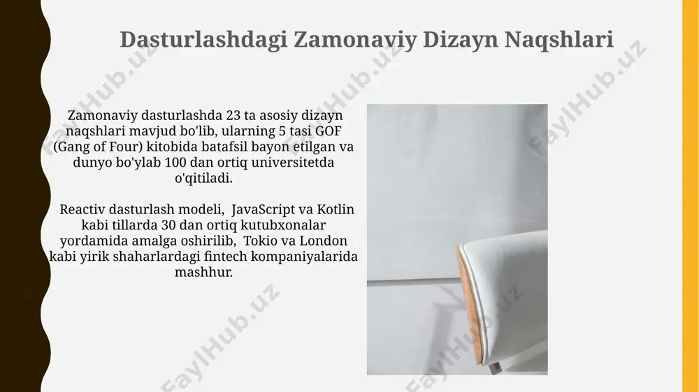 yordamida bajarish uchun qo'llaniladi. bulut texnologiyalari va dasturlash google cloud platform (gcp) yordamida yaratilgan dasturlar, jahon bo'ylab 15 ta ma'lumot markazlaridan foydalanib, 10 million foydalanuvchiga yaqin tezkor va ishonchli xizmat ko'rsatishi mumkin, bu esa global miqyosdagi loyihalar uchun juda qulaydir. microsoft azure kabi bulut platformalari, 2 terabaytlik ma'lumotlarni saqlash imkoniyatini taqdim etib, dasturchilarga toshkentdagi serverlarga kirish imkonini beradi va shunday qilib, mobil ilovalarni rivojlantirishni tezlashtiradi. katta ma'lumotlarni tahlil qilish katta ma'lumotlarni tahlil qilishda, masalan, 2023-yilda aqshning kaliforniya shtatida joylashgan yirik texnologiya kompaniyalari tomonidan 100 terabayt dan ortiq ma'lumotlarni qayta ishlash uchun mashinani o'rganish algoritmlari qo'llanilgan. katta ma'lumotlar tahlili, singapurdagi sog'liqni saqlash tizimlarida 10 million bemorning tibbiy ma'lumotlarini tahlil qilib, kasalliklarning oldini olish va davolash usullarini yaxshilashda muhim rol o'ynaydi. kiber xavfsizlik va dasturlash toshkentdagi axborot texnologiyalari universitetlarida kiberxavfsizlik va dasturlash bo'yicha 5 yillik o'quv dasturlari mavjud bo'lib, ular 3000 dan ortiq bitiruvchini tayyorladi. 2023-yilgi hisobotlarga ko'ra, o'zbekistondagi kiberxavfsizlik mutaxassislarining 70% …