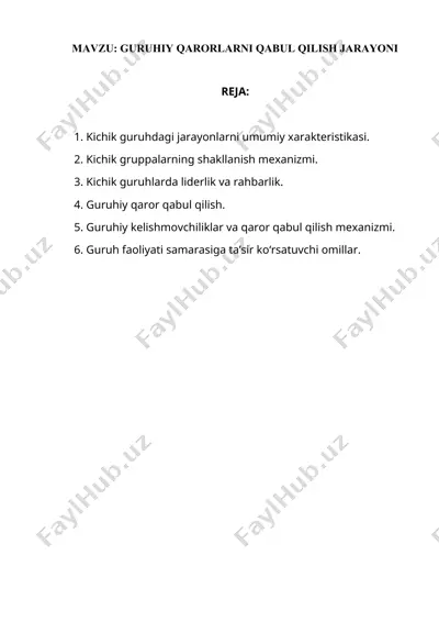 guruhda qaror qabul qilish protsesslari — DOCX