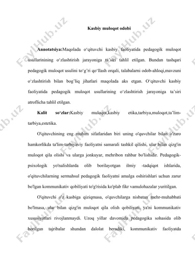 kasbiy muloqot odobi — DOCX