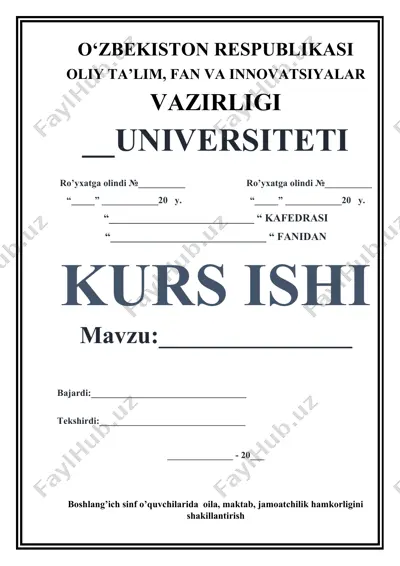 boshlang’ich sinf o‘quvchilarida oila, maktab, jamoatchilik hamkorligini shakllantirish — DOCX