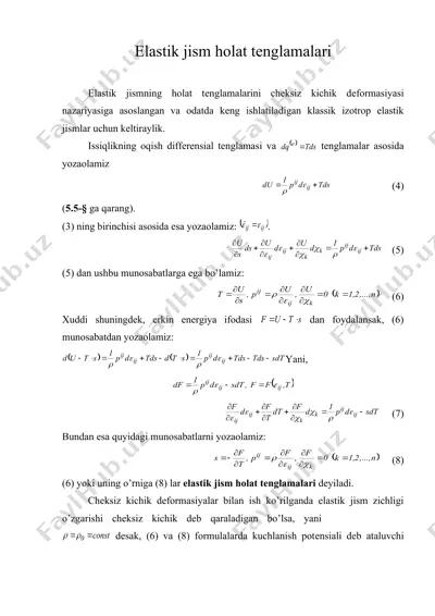 elastik jism holat tеnglamalari — DOC