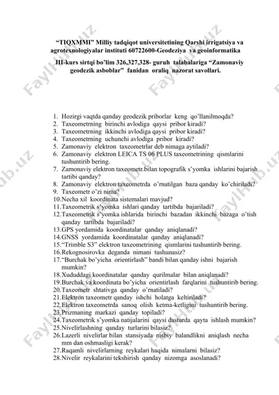 zamonaviy geodezik asboblar — DOCX