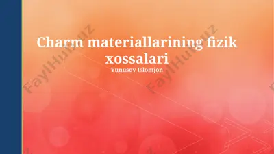 charm materiallarining fizik xossalari — PPTX