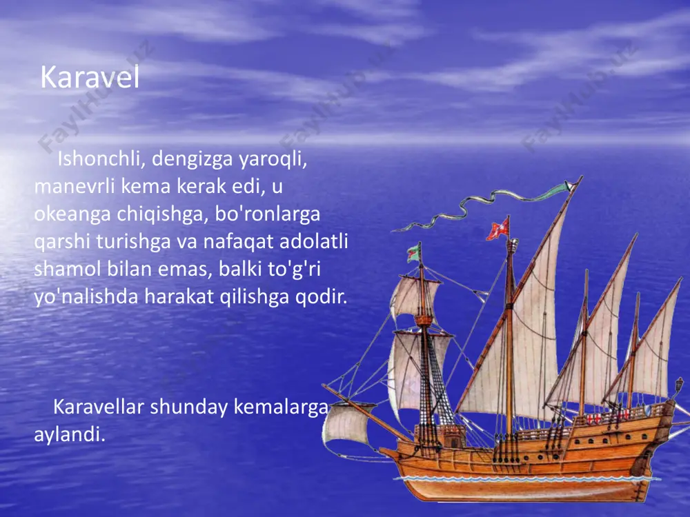 i ochib, 1498 yilda hindistonning gʻarbiy qirgʻoqlariga yetib bordi. angliya sayohatchining familiyasi sana kashfiyotlar frensis dreyk 1577-1580 yillar dunyo bo'ylab ikkinchi sayohat qildi genri hudson 1607-1611 atlantika okeanidan tinch okeanigacha boʻlgan shimoli-gʻarbiy va shimoli-sharqiy yoʻllarni izlab, arktika dengizlariga toʻrtta ekspeditsiya oʻtkazdi. shimoliy amerikada u o'z nomi bilan atalgan daryo, ko'rfaz va bo'g'ozni kashf etdi. birinchi mustamlaka imperiyalari mustamlaka imperiyasi ? - koloniyalarga ega bo'lgan davlat. koloniya ? - boshqa davlat yoki metropol hokimiyatida bo'lgan qaram hudud. metropolis - mustamlaka imperiyasining o'zagi, muayyan hududlarni egallab olgan va ularni o'z mustamlakalariga aylantirgan davlat birinchi mustamlaka imperiyalari yangi dunyo erlarida qurilgan ispaniya, portugaliyadan kelgan muhojirlar uchun qal'alar, aholi punktlari barpo etildi, yo'llar yotqizildi, shakarqamish plantatsiyalari yaratildi. ernando kortes kichik bir askar otryadi bilan hiyla va xiyonat bilan atteklarning ulkan mamlakatini, meksikani zabt etadi va o'ljalarni qo'lga kiritadi, bundan oldin evropa qirollaridan birining xazinalari so'nadi - oliy rahbarining oltinlari. azteklar, montezuma. ? ? birinchi …