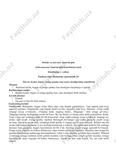 bolalarni vaqtni tushunishga o‘rgatish — DOCX