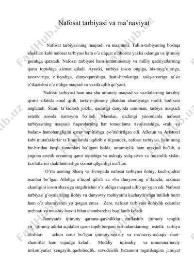 nafosat tarbiyasi va ma’naviyat — ZIP