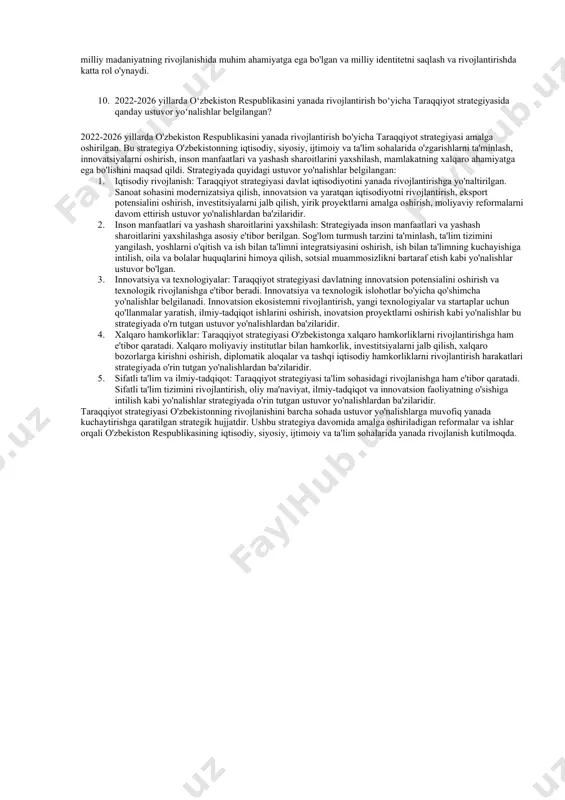 lat organlarining tuzilishi, ularning vazifalari va huquqiy cheklanishlari, hukmronlik organlari va ularning faoliyati haqida qonunlar bilan belgilanadi. 2. fuqarolik va inson huquqlari: asosiy qonunimiz o'zbekiston fuqarolarining huquq va erkinliklarini ta'minlaydi. bu qonun asosida inson huquqlari, erkinliklar, adolat, tanqislik qilinmaganlik, erkin fikr, diniy va milliy ittifoq, ijtimoiy himoya va boshqalar kabi qonuniy asoslarda tartibga solinadi. 3. iqtisodiy va ijtimoiy tizim: asosiy qonunimiz iqtisodiy va ijtimoiy tizimning asosiy prinsiplarini belgilaydi. u iqtisodiyatning markaziy roli, moliyaviy tizimning rivojlanishi, iste'mol, savdo va investitsiyalar sohalaridagi tartib va boshqalar kabi masalalarni qonunlar bilan belgilaydi. 4. davlat va xalq o'rtasidagi munosabatlar: asosiy qonunimiz davlat va xalq o'rtasidagi munosabatlarni belgilaydi. u davlatning xalqga qarshi mas'uliyatini, xalqning siyosiy va ijtimoiy tashkilotlar bilan faol ishtirokini, demokratik tamoyillar va tanqid huquqlarini ta'minlaydi. 5. konstitutsiyaviy sud tizimi: asosiy qonunimiz konstitutsiyaviy sudning vazifalarini belgilaydi. u bu sudning konstitutsiyaviy tartibga oid muammolar, konstitutsiyaviy normativ-huquqiy hujjatlar bilan bog'liq mukammallikni ta'minlaydi. asosiy qonunimizning qabul qilinishi bilan …