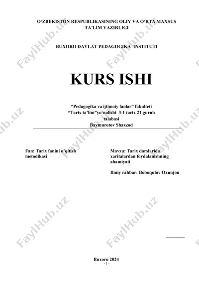 tarix fanini o'qitish metodikasi — DOC