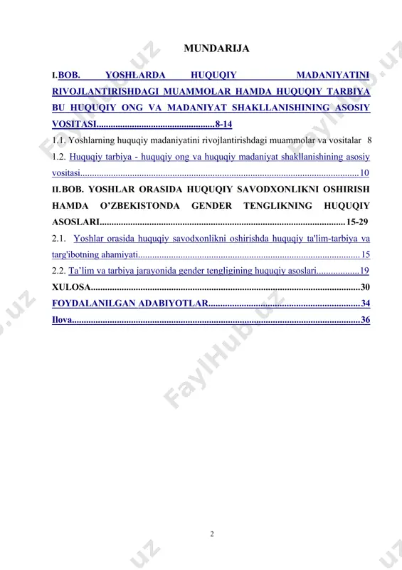 etadi. biz qachonki “demokratik davlat” degan iborani aytadigan bo’lsak, albatta, “huquqiy” degan so’zni ham qo’shib ishlatamiz. bugungi kunda xalqimizning siyosiy ongi oshishi bilan “huquq” degan so’z va unga bog’liq bo’lgan “huquqiy davlat”, “huquqiy ong”, “huquqiy madaniyat”, “inson huquqlari madaniyati” kabi istiqlol davri uchun yangilik bo’lgan muhim tushunchalar o’zida ifoda qiladigan maqsadni teran anglash, bu tushunchalarning mohiyatiga yanada chuqur yetib borish tobora muhim ahamiyat kasb etmoqda. ma’lumki, huquq – davlat irodasini ifodalaydigan va uni kuch bilan himoya qiladigan umumiy majburiy normalar majmui (tizimi). huquq avvalo fe’l- atvor normalari yoki qoidalari majmuasi, aniqroq qilib aytganda tuzilmasidir. shu ma’noda, huquq erkinlik me’yorini belgilab yoki chegaralab, majburiyat yuklab va aniqlab, kishilar faoliyatini ijobiy yo’naltirish uchun ularning fe’l-atvoriga faol ta’sir ko’rsatadi. 1 karimov i.a. vatan sajdagoh kabi muqaddasdir. t. 3. – t.: “o'zbekiston”, 1996.- 135-bet. davlatimiz rahbari mamlakatimizning kelgusi rivojlanish yo‘nalishlari qatorida yosh avlod vakillari hamda xotin-qizlar, gender tenglik masalalariga alohida to‘xtalib o‘tdi. keyingi yillarda …