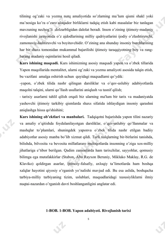 ri tomonidan hibsga olingan, ammo ayblovsiz ozod qilingan. osaragi asarlari bir necha tillarga tarjima qilingan va u 20-asrning eng muhim yapon mualliflaridan biri hisoblanadi. jiro osaragi faoliyati davomida ko'plab romanlar, hikoyalar va insholar yozgan. uning ba'zi taniqli asarlari: 1. "sekigaxara" (1944) - 1600 yilda mashhur sekigaxara jangi tasvirlangan tarixiy roman. 2. "nanatsu no ko" (1948)-ikkinchi jahon urushidan keyingi yaponiyada etti yosh yigitning hayotidan so'ng yoshga to'lgan roman. 3. "koto no kairou" (arfa koridori, 1954) - yaponiyaning urushdan keyingi adabiy sahnasi fonida yozuvchi va uning muzeyi o'rtasidagi munosabatlarni o'rganadigan roman. 4. "shinju fujin" (musashino xonimi, 1950) - sevgi, xiyonat va ijtimoiy umidlar mavzularini o'rganadigan o'rta yoshli ayolning yoshroq erkak bilan munosabati haqidagi roman. 5. "kamisama" (xudo, 1951) - yosh bolaning hayotdagi ma'no va maqsadni izlashi haqida hikoya qiluvchi roman. osaragi asarlari ko'pincha individualizm, ijtimoiy adolat va inson munosabatlarining murakkabliklari mavzularini o'rganadi. uning yozish uslubi o'zining nafis nasri va yapon jamiyati va …
