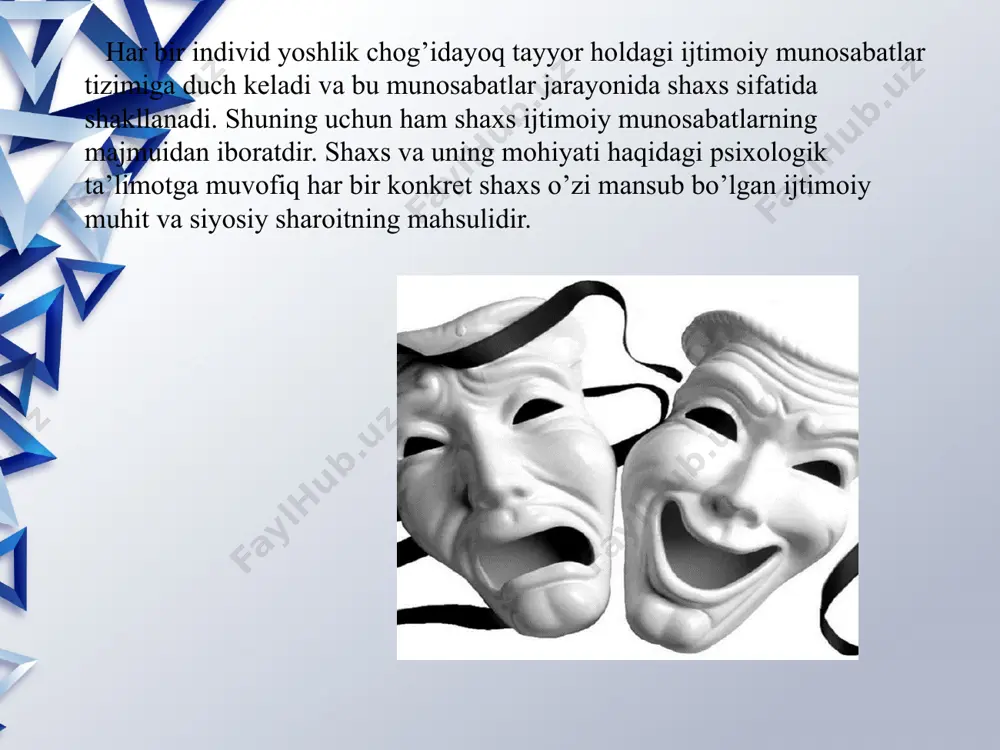 sh bilan birga malaka va odatlarni egallaydi. malakalar bir necha xil bo`ladi (yozish, o`qish, yurish, musiqa chalish, sport va h. k.) maqsadni ko`zlab biror ishni bajarish malakaga bog`liq. malaka deb, avval ongli bajarilib keyinchalik avtomatlashgan xatti -harakatlarga aytiladi. istalgan malakani qayta -qayta takrorlash natijasida hosil qilish mumkin. malakalar sodda va murakkab bo`lishi mumkin. masalan, mashina haydash, musiqa chalish, kasb egallash murakkab malaka, mix qoqish, o`tin arralash sodda malaka hisoblanadi. malakalarni mashq qilish natijasida egallanadi. shaxsda malakadan tashqari odatlar ham bo`ladi. odat kishi qalbiga chuqur o`rnashib, uning ehtiyojiga aylanib qolgan harakatlardir. masalan, ertalab turib yuvinish, ovqatlanish, ozoda yurish kabilar. odatlar ijobiy va salbiy bo`ladi. salbiy odatlarga yolg`on gapirish, ichish, chekish kabilar kiradi. malaka va odatlarning nerv - fiziologik asoslarini shartli reflekslarning hosil bo`lish mexanizmi tashqil qiladi. bu shartli refleks oddiy emas, balki dinamik stereotip tarzidagi, ya`ni takrorlash natijasida mustahkamlangan shartli reflekslar birlashmasidan iborat. masalan, bolalar bog`chaga o`rganguncha qiynaladi, chunki uydagi sharoitga …