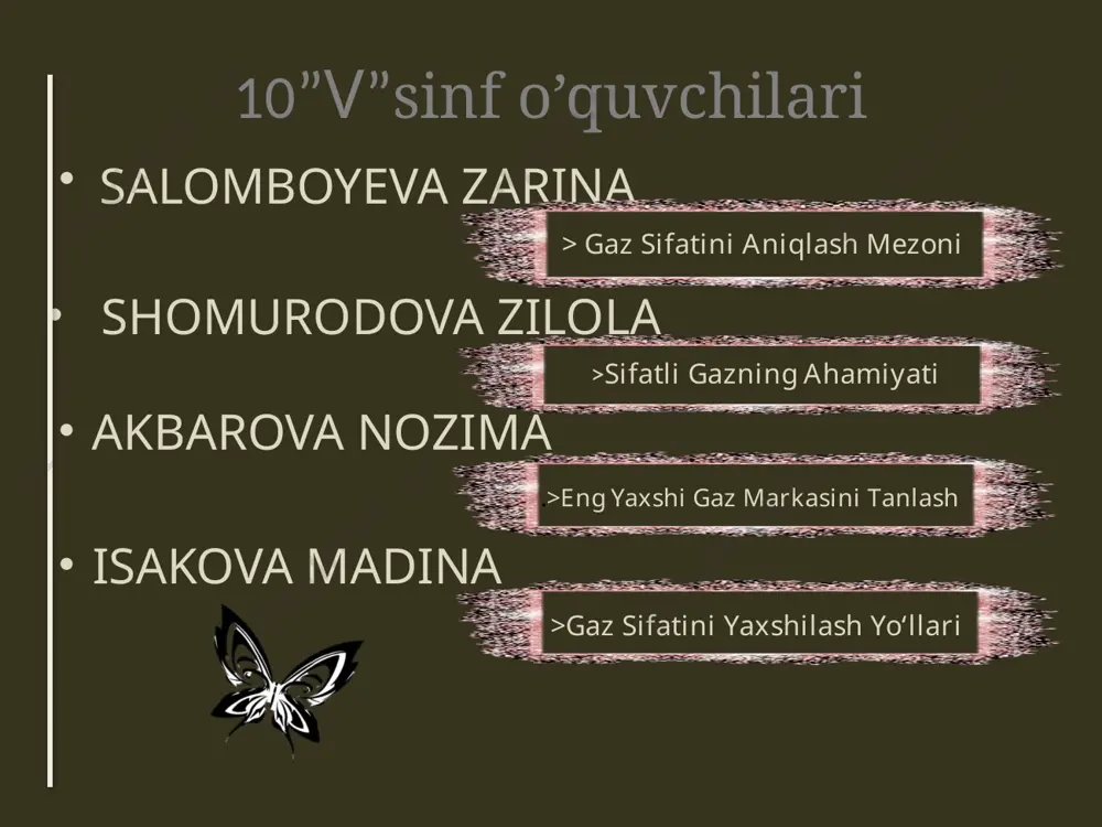 ash yo‘llari gazni tozalash tizimlarini ishlab chiqish: gazda mavjud bo‘lgan zararli moddalarni (masalan, oltingugurt, azot oksidlari) tozalash uchun filtratsiya va kimyoviy qayta ishlash usullarini qo‘llash. tarkibni yaxshilash: tabiiy gazning tarkibini aniq nazorat qilish va kerakli aralashmalarni olib tashlash. gazni quritish: namlik miqdorini kamaytirish uchun gazni quritish tizimlaridan foydalanish. yuqori sifatli materiallar: gazni tashish va saqlash uchun yuqori sifatli materiallardan foydalanish, bu tizimning uzoq muddat ishlashini ta'minlaydi. avtomatik nazorat va monitoring tizimlari: gaz sifatini real vaqtda nazorat qilish uchun avtomatik tizimlar o‘rnatish, bu tizimda gaz sifatining har bir parametri doimiy ravishda monitoring qilinadi. . xulosa gazning sifati uning tarkibi, yonish samaradorligi, ekologik xavfsizligi va foydalanuvchilarga ta’siri orqali aniqlanadi. sifatli gaz energiya tejamkorligi, texnik xavfsizlik va ekologik tozaligi bilan ajralib turadi. eng yaxshi gaz markasini tanlashda ishlab chiqaruvchi kompaniya, sertifikatlar, foydalanuvchilar fikri va narx-sifat nisbati e’tiborga olinishi lozim. gaz sifatini yaxshilash uchun filtratsiya tizimlarini joriy qilish, sifat nazoratini kuchaytirish va ekologik toza …