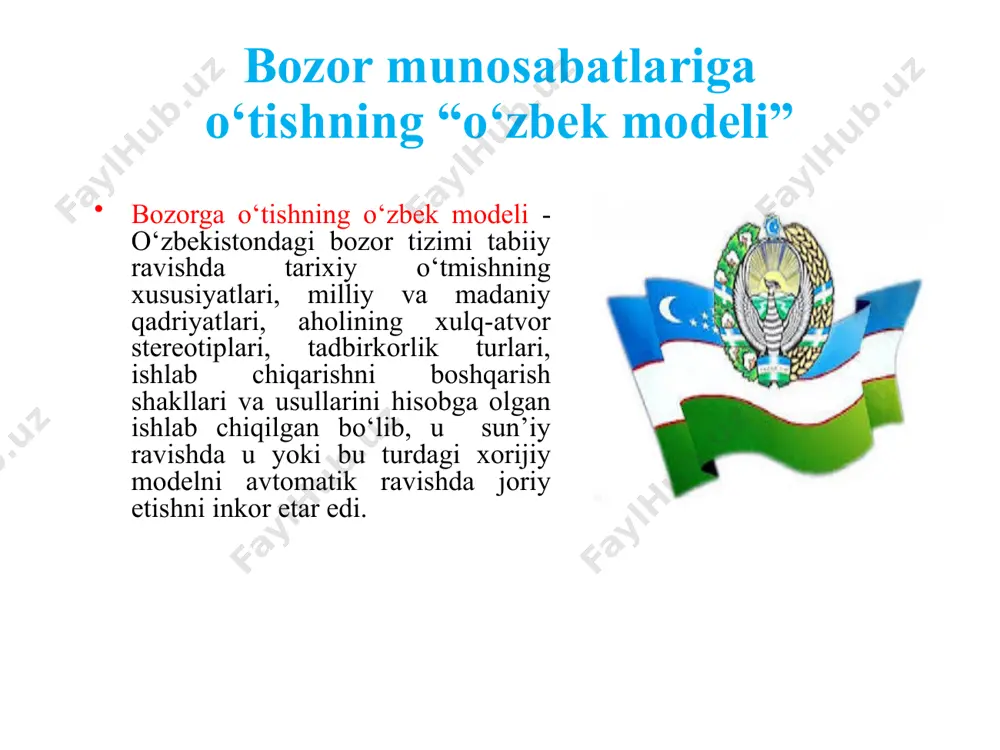 y maqsadi - strategik va taktik vazifalarni samarali hal qilishga qodir, davlat chegaralari va uning hududiy yaxlitligi hamda daxlsizligiga har qanday tajovuzlarni zararsizlantirish va munosib ravishda qaytarishga qodir bo‘lgan, zamonaviy, harakatchan, yaxshi qurollangan armiya tashkil etishdir. foydanildan adabiyotlar: 1.o‘zbekiston respublikasining konstitutsiyasi.-t:”o‘zbekiston”, 2017 y. 2.karimov i.a.o‘zbekiston:milliy istiqlol, iqtisod, siyosat, mafkura.-t:1-tom,”o‘zbekiston”, 1996 y. 3.levitin l.o‘zbekiston tub burilish pallasida.-t:o‘zbekiston,2005 y. 4.erkaev a. o‘zbekiston yo‘li.-t: “ma’naviyat”, 2011 y. 5.mustaqillik:ilmiy-ommabop lug‘at.-t:sharq, 2006 y. 6.mustaqil o‘zbekiston tarixi.-t: akadmiya, 2013 y. e'tibоringiz uchun rahmat! 16 11 image1.png image2.jpeg image3.png /docprops/thumbnail.jpeg