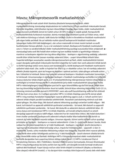 mikroprotsessorlik markazlashtirish — DOCX