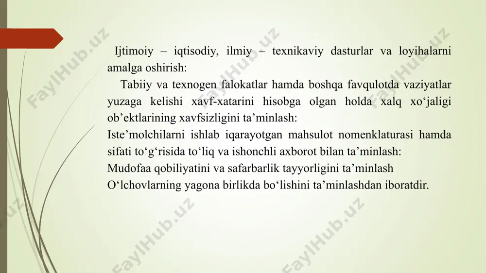 i amalga oshiradi. import mahsulot, basharti u o‘zrda amal qilayotgan standartlarning majburiy talablari qismiga muvofiqligi tasdiqlanmagan bo‘lsa, yetkazib berilishi va belgilangan maqsadda ishlatilishi mumkin emas. standart va texnik shartlarga komplekt bo‘lmagan, noto‘g‘ri idish yoki g‘iloflangan, belgilashga bo‘lgan talablar bajarilmagan, konstruktiv va boshqa nuqsonlar bilan mahsulotlar yetkazib berilsa, ta’minotchi (ishlab chiqaruvchi) o‘zrning fuqorolik qonunchiligiga muvofiq javob beradilar. import mahsulot, basharti u o‘zrda amal qilayotgan standartlarning majburiy talablar qismiga muvofiqligi tasdiqlanmagan bo‘lsa, yetkazib berilishi va belgilangan maqsadda ishlatilishi mumkin emas. standart va texnik shartlarga komplekt bo‘lmagan, noto‘g‘ri idish yoki g‘iloflangan, belgilashga bo‘lgan talablar bajarilmagan, konstruktiv va boshqa nuqsonlar bilan mahsulotlar yetkazib berilsa, ta’minotchi (ishlab chiqaruvchi) o‘zrning fuqorolik qonunchiligiga muvofiq javob beradilar. 1-rasm. standartlar darajalari, ularni tasdiqlash darajalari va o‘zbekiston standartlashtirish davlat tizimi standartlarining turlari unifikatsiya (lotinchadan: yagona tartibga, formaga keltirish) - bu ob’ektni itisodiy qo‘llanilishi ma’lumotlari asosida bir xil funksiyada bajaradigan ob’ektlarni belgilangan ko‘rsatkichlari bo‘yicha bir xillikka keltirishdir. shunday qilib, unifikatsiyada eng …