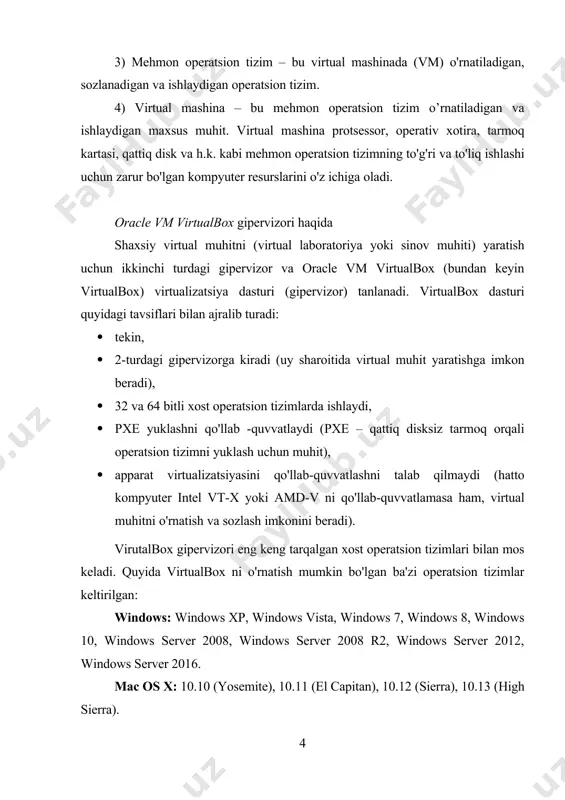 shaydi, chunki barcha maqbul sozlamalar allaqachon sukut bo'yicha o'rnatilgan, lekin kerak bo'lsa, biz bu jarayonni bosqichma-bosqich ko'rib chiqamiz. 1) birinchi oyna – virtualbox sozlash ustasining xush kelibsiz oynasi. keyingi bosqichga o'tish uchun "next" tugmasini bosing. 2) keyingi oynada siz virtualbox ni o'rnatishni batafsil sozlashingiz mumkin. masalan, siz o'rnatish uchun kerakli virtualbox komponentlarini tanlashingiz mumkin yoki dasturni o'rnatish uchun katalogni o'zgartirishingiz mumkin (buning uchun "browse" tugmasi javobgar bo'ladi). o'rnatishni sozlaganingizdan so'ng, "next" tugmasini bosishingiz kerak. 3) keyingi oynada virtualbox ni o'rnatish uchun qo'shimcha sozlamalarni tanlashingiz mumkin, ya'ni: · create start menu entries – pusk menyusida virtualbox yorliqlarini yaratish; · create a shortcut on the desktop – ish stolida virtualbox yorliqlarini yaratish; · create a shortcut in the quick launch bar - tez ishga tushirish panelida virtualbox yorliqlarini yaratish; · register file association - dastur bilan ishlash uchun virtualbox fayllarini ro'yxatdan o'tkazish. siz ushbu sozlamalarni o'zingiz uchun o'zgartirishingiz mumkin va "next" tugmasini …